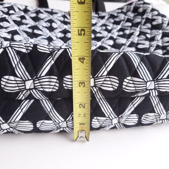 Bella Taylor Tote Shoulder Bag Black White 100% Cotton Double Handle Cross Charm - Picture 12 of 12